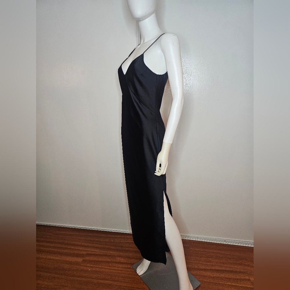 A New Day Sleek Black Slip Dress with Side Slit Size XS